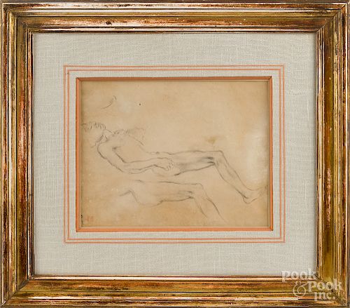 Eugene Delacroix, reclining male nude