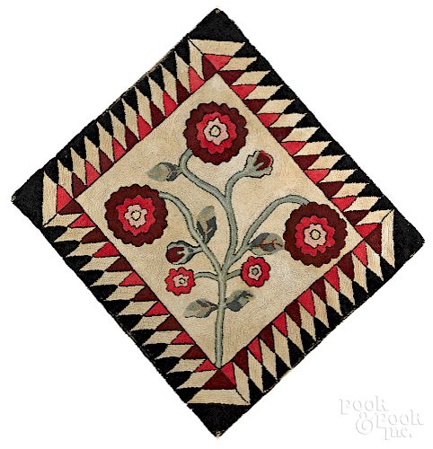 Vibrant floral hooked rug