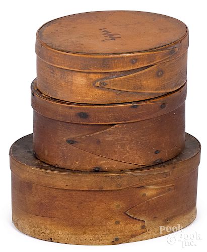 Three New England band boxes, 19th c.