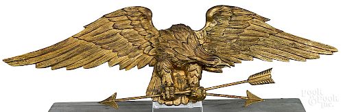 Carved and gilded spread winged eagle plaque
