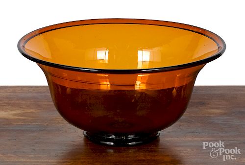 American blown amber glass footed bowl, 19th c.
