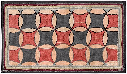 Geometric hooked rug, late 19th c.