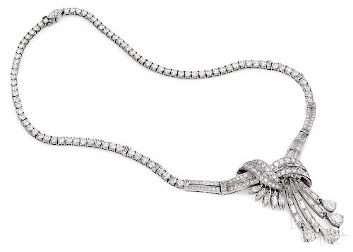Mid-century platinum and diamond necklace