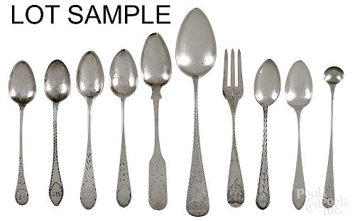 Collection of American silver spoons