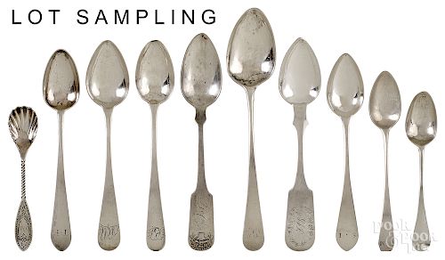Large collection of American coin silver spoons