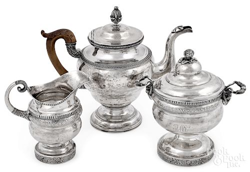 Coin silver teapot, mid 19th c., etc.