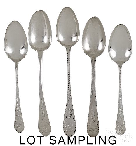 Collection of American silver serving spoons