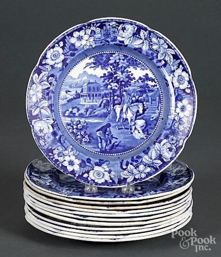 Set of twelve Historical Blue Staffordshire plate