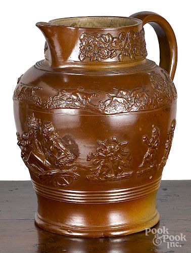 Large salt glaze stoneware pitcher, 19th c.