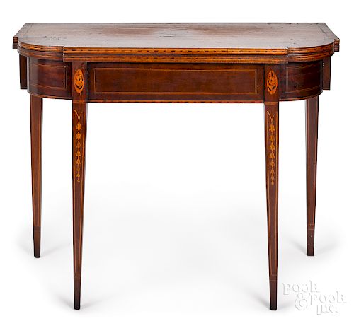 American Hepplewhite mahogany card table, ca. 180