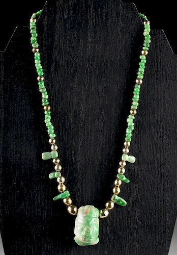 Stunning Maya Jade / Greenstone Necklacew/ Gold Beads