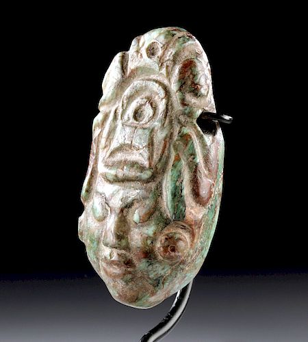 Maya Turquoise Pendant Carved w/ Portrait Head of Lord