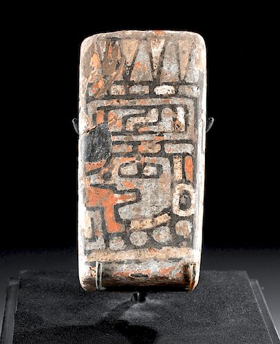 Aztec Polychrome Stone w/ Codex Style Glyph