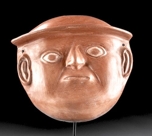 Moche Terracotta Portrait Mask of a Male