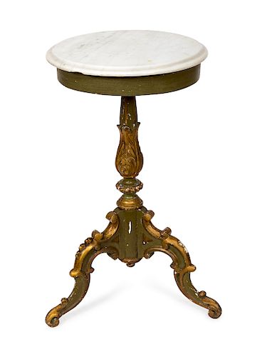 A Venetian Carved Parcel Gilt Tripod Table