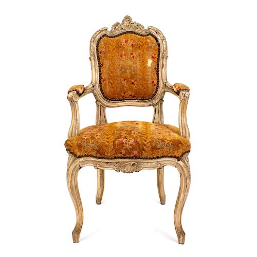 A Louis XV Style Carved Diminutive Fauteuil
LATE 18TH / EARLY 19TH CENTURY 
Height 30 1/2 inches.