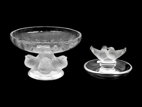 Two Lalique Items
Largest height 3 1/2 x diameter 5 1/2 inches.