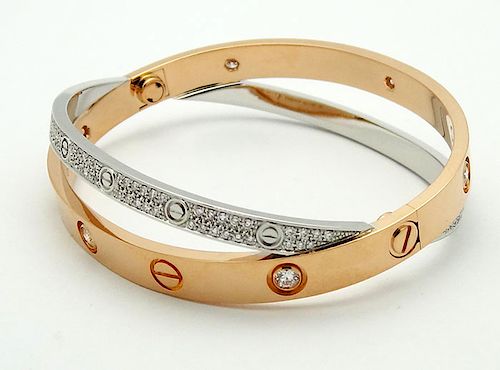 Cartier 18k Pink & White Gold Diamond Bracelet