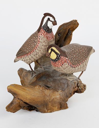 William L. Gable Carved and Painted Quail Sculpture