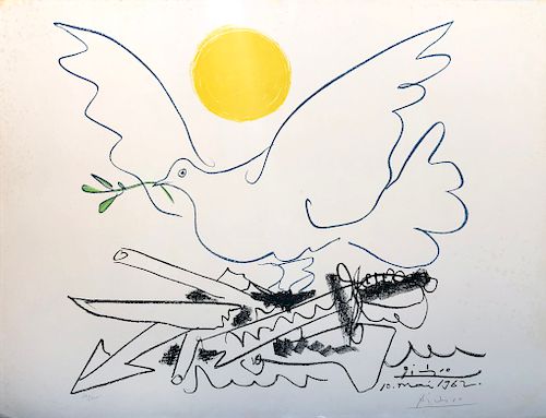 Pablo Picasso Limited Edition Pencil Signed Lithograph "Dove of Peace"
