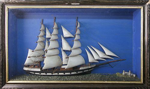 19th Century Ship Diorama of The Packet Ship, "Oressa"