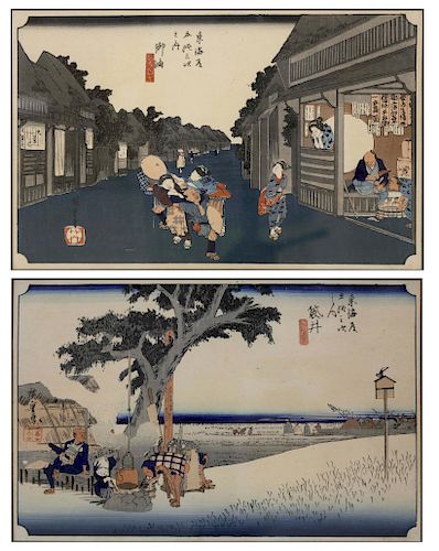 Two Ando Hiroshige also known as Utagawa Hiroshige Woodblock Prints "Chuzenji Lake at Nikto"