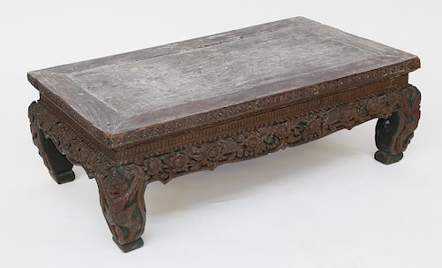 19th Century Tibetan Carved and Painted Low Table