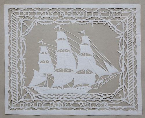19th Century American Paper Cut of  "The Lady Melville"