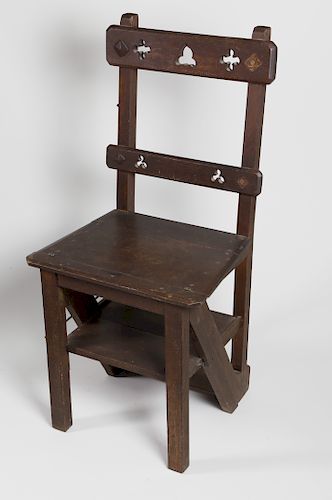 Antique American Arts & Crafts Metamorphic Oak Chair Ladder