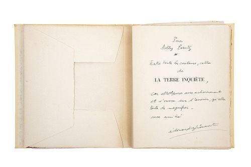 Édouard Glissant. La Terre Inquiète. Paris. Primera edición. Ed. 406 ejemplares, 45 numerados y firmados, ejem. XXIII.