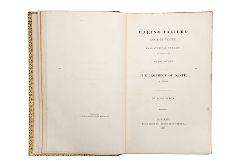 George Gordon (Lord) Byron. Marino Faliero, a Tragedy. The Prophecy of Dante, a Poem. London. Primera edición.