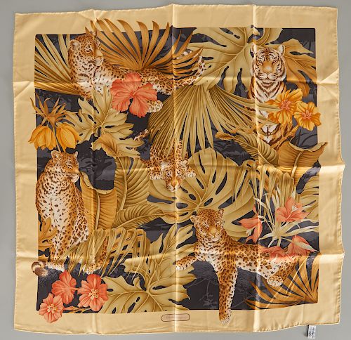 Salvatore Ferragamo silk jungle cat scarf