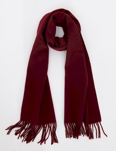 Hermes Paris burgundy cashmere scarf