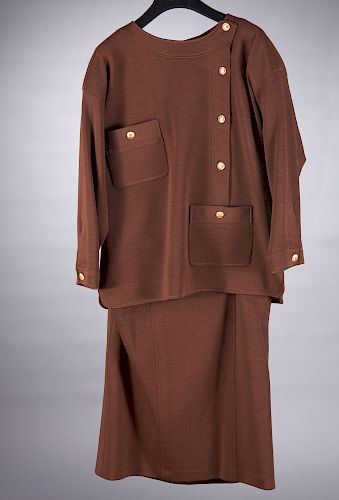 Chanel Boutique brown tunic with skirt ensemble