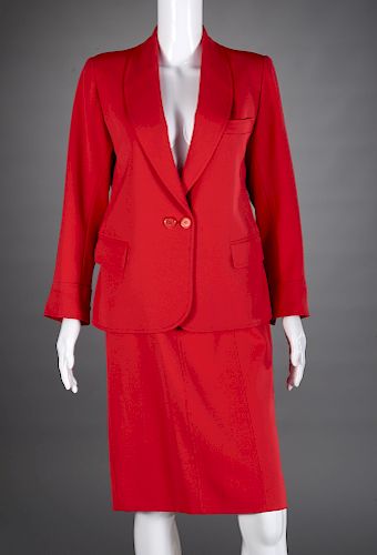 Yves Saint Laurent ladies red skirt suit