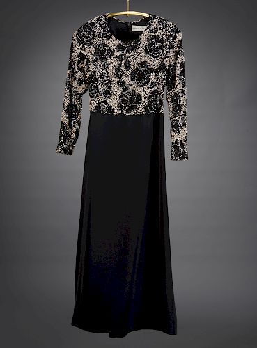 Arnold Scaasi silk beaded evening gown