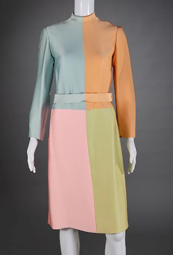 Vintage Norman Norell colorblock silk dress