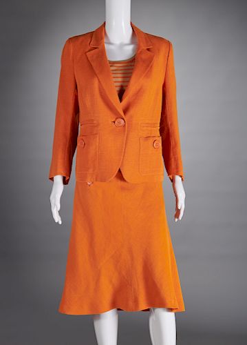 Sonia Rykiel orange linen skirt suit
