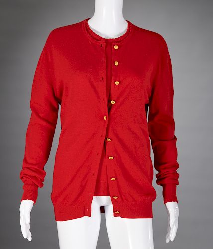 Chanel red cashmere sweater set