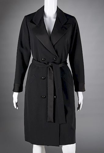 Yves Saint Laurent black belted coatdress