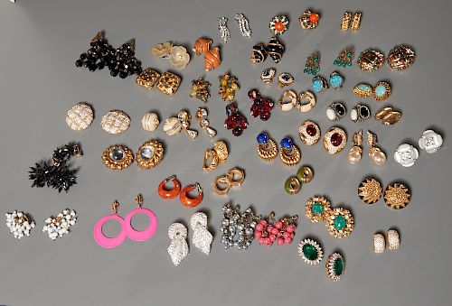 Group of vintage costume jewelry earrings