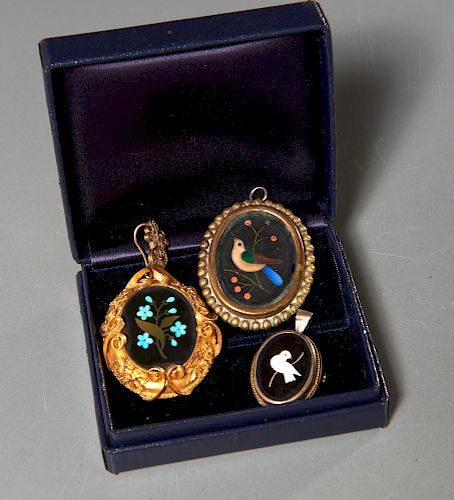 Group of pietra dura brooches