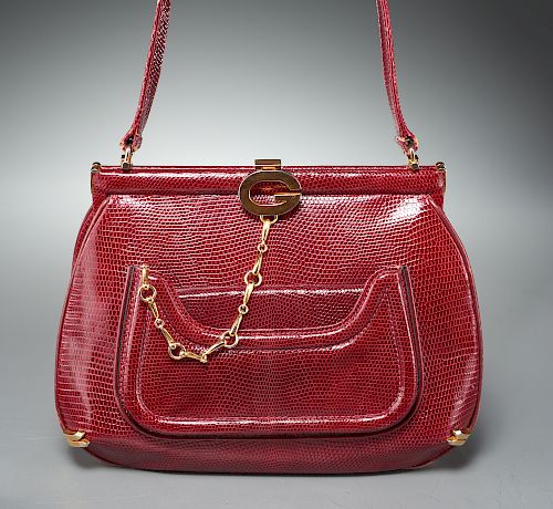 Vintage Gucci red lizard handbag