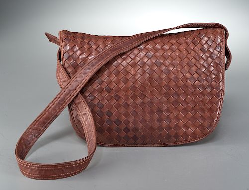 Bottega Veneta brown woven leather shoulder bag