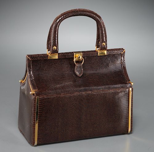 Italian Buchner brown lizard handbag