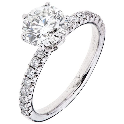 A diamond 14K white gold ring. 