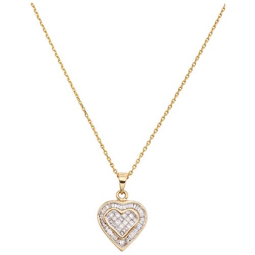 A diamond 14K yellow gold necklace and pendant. 