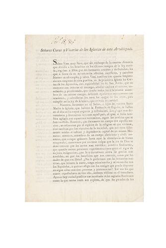 Francisco Arzobispo de México. Cordillera: Para que se realice una Misa de gracias y se apiade de los convasallos de España. 1805.