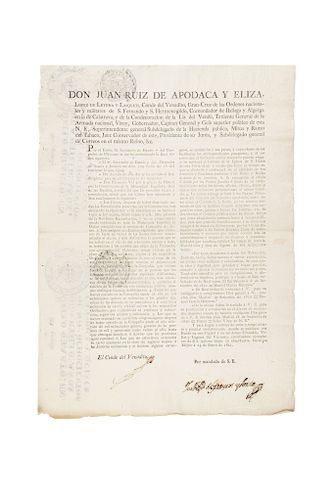 Ruíz de Apodaca, Juan (rúbrica). Se Suprime en Toda la Monarquia Española, la Orden de la Compañía de Jesús. México: 1823.