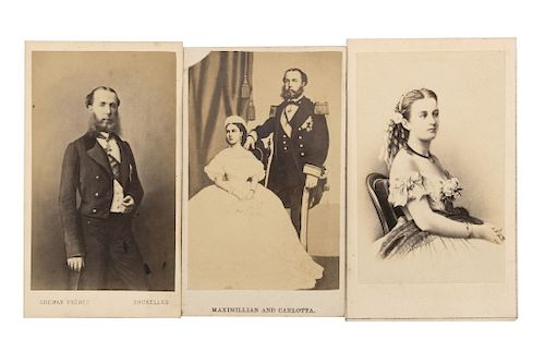 Chemar Freres / Neurdein / J. Ward & Son. Maximiliano de Habsburgo y Carlota. Boston-Bruxelles,Paris. Tarjetas de visita. Pzs: 3.